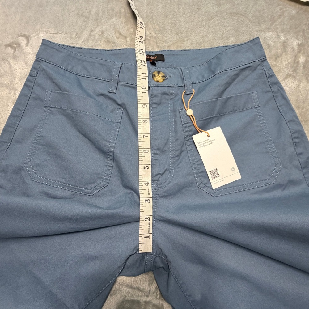 Quince Organic Stretch Cotton Chino Cropped Wide Leg Aegean Blue Pants - Picture 9 of 16